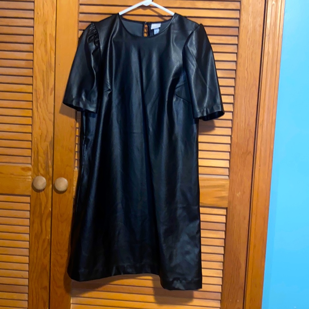 Black leather dress